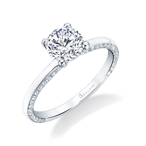 Modern  Round Solitaire Diamond Engagement Ring
